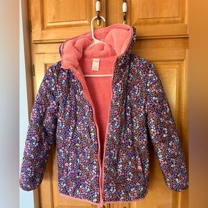 Cat & Jack Floral Puffer Jacket with Pink Lining